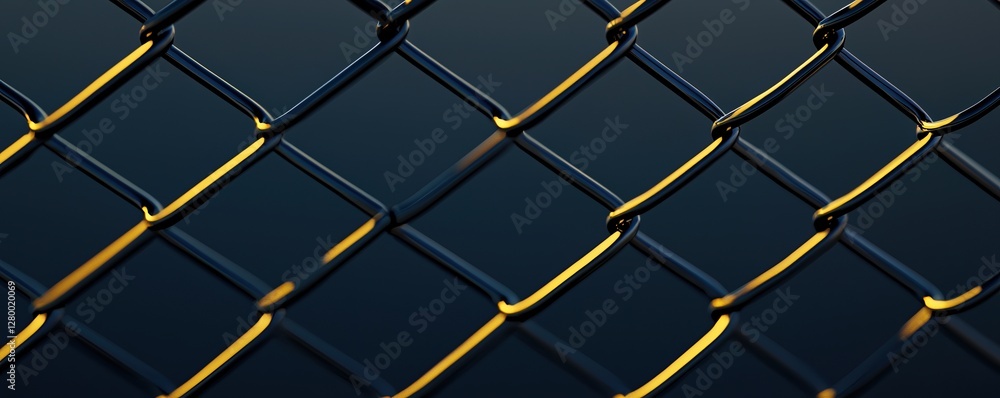 Poster border security inspection concepts. close-up of a metallic chain-link fence with contrasting colors