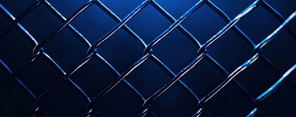 Border Security Inspection Concepts. Abstract view of a blue chain-link fence background.