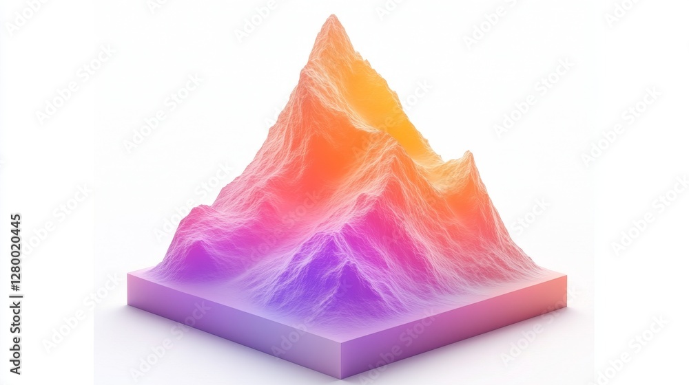 Poster gradient volumetric terrain model vibrant geometric landscape with topographic data representation f