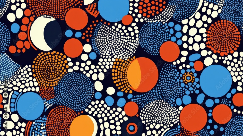 Poster colorful abstract pattern with circular shapes and dots