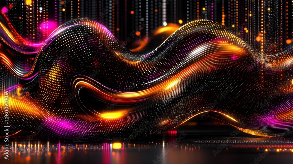 Poster abstract luminous network background with digital wave pattern and dynamic light effects creating a 