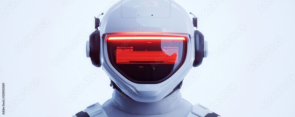 Aufkleber smart helmet technology smart features concept. a futuristic robot with a sleek helmet and glowing r