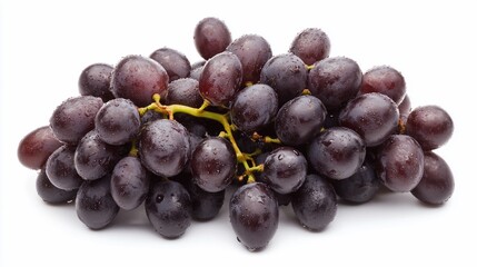 Fototapeta premium Fresh dark grapes cluster, studio shot, white background, food photography