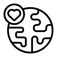 Love Globe Line Icon