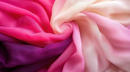 Fototapeta premium Textile art close-up vibrant fabric swirls in a colorful studio