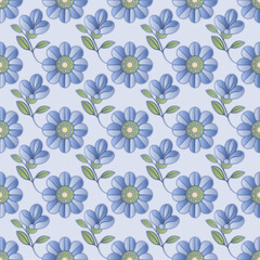 Hand drawn flowers. Seamless vector pattern for fabric, background