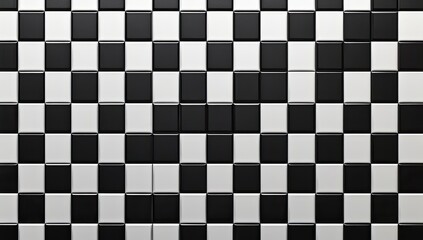 Checkered black and white tile pattern wall background