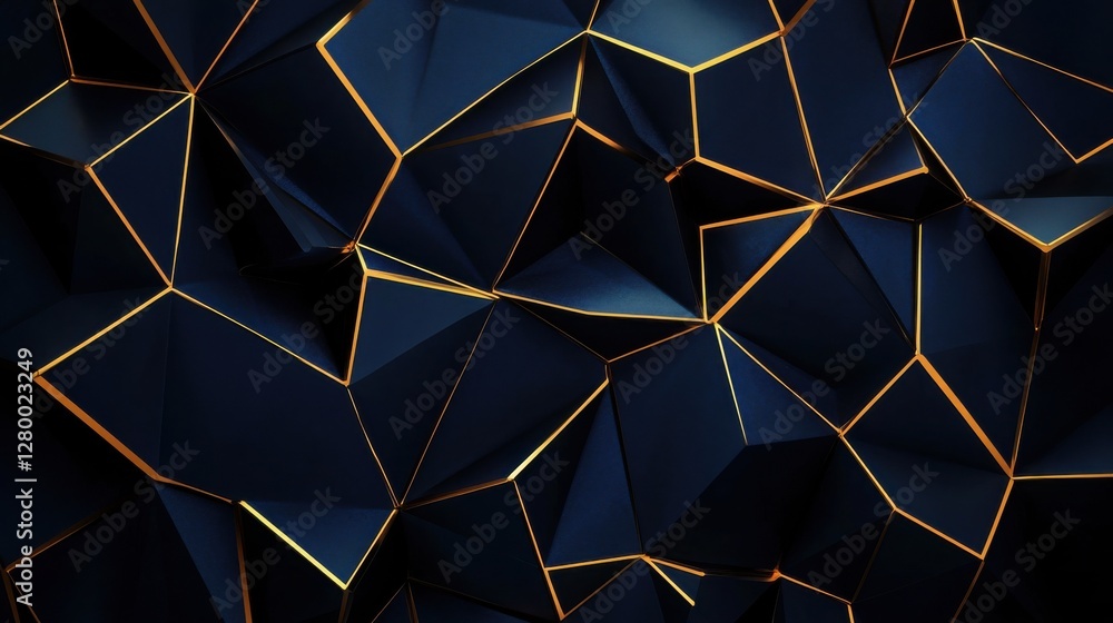 Poster dark geometric background with golden edges for design projects