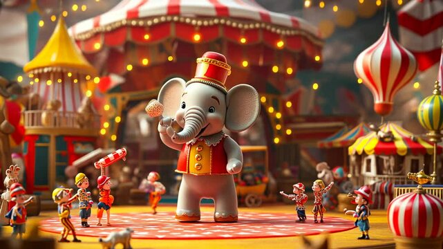 Charming Circus Elephant: A Whimsical 3D Render
