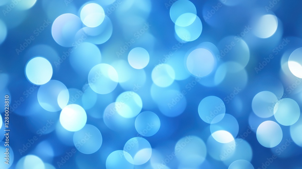Poster blue bokeh background with smooth circles and soft light effects