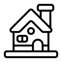 Wood Cabin Line Icon