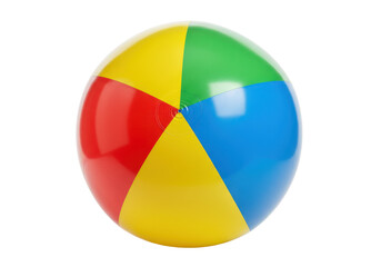 Fototapeta premium A colorful beach ball with red, yellow, green, and blue segments, isolated on white background