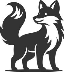 A fox silhouette with perked up ears and a joyful stance vector