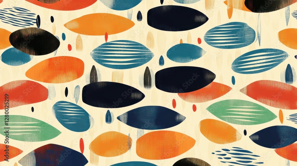 Poster colorful abstract pattern with bold shapes on a light background