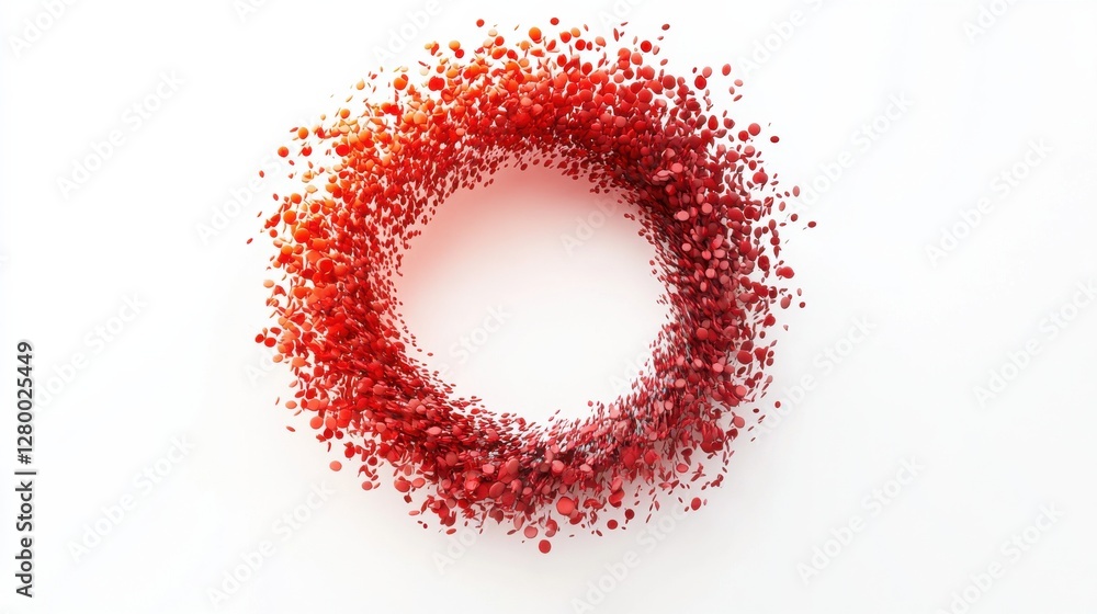 Poster abstract red circular design with dynamic flow and energy effects