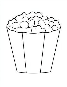 recommend clip art: Popcorn bucket filled with fluffy popcorn coloring page for kids.