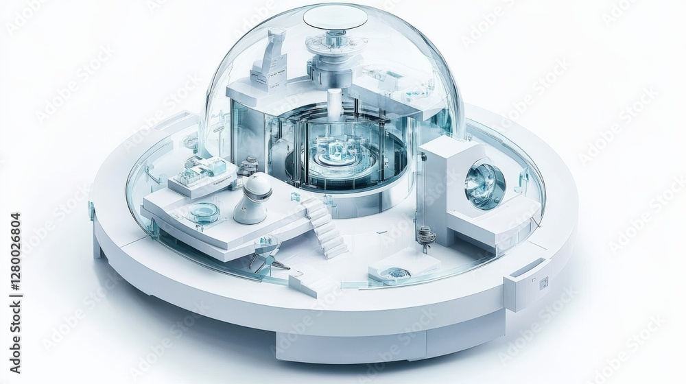 Poster futuristic transparent dome structure showcasing advanced technology and design elements