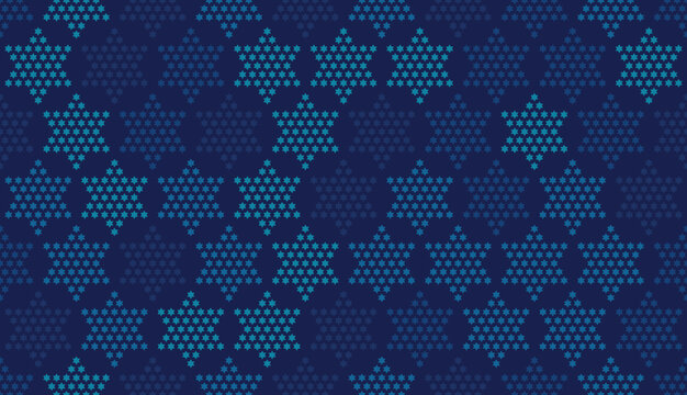 Star of David seamless blue vector background. Stylish vector repeating pattern with a Six-pointed star.
- Powered by Adobe