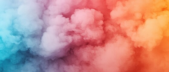 Obraz premium A vibrant gradient of colorful smoke clouds in shades of pink, orange, and blue, creating an ethereal and dreamy atmosphere.