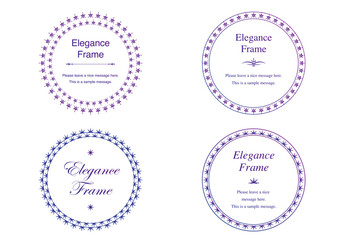 高級感のあるエレガンスなフレームセット、飾り罫、装飾デザイン、上品なあしらい　パープル　グラデーション