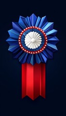 Patriotic award ribbon against dark background