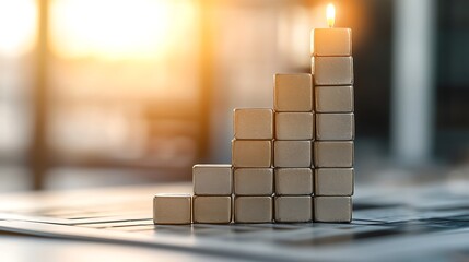 Business growth strategy office space digital photography warm light close-up progress visualization