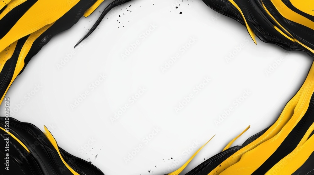 Poster abstract black and yellow waves with blank space for text or image