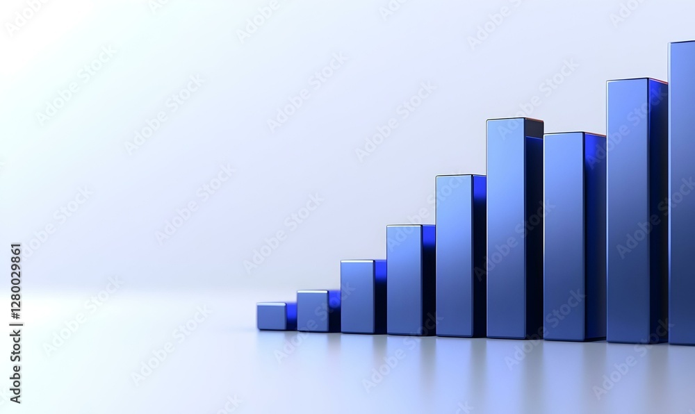 Poster abstract data visualization, dynamic blue bar and line chart, showcasing trends and insights in a mo