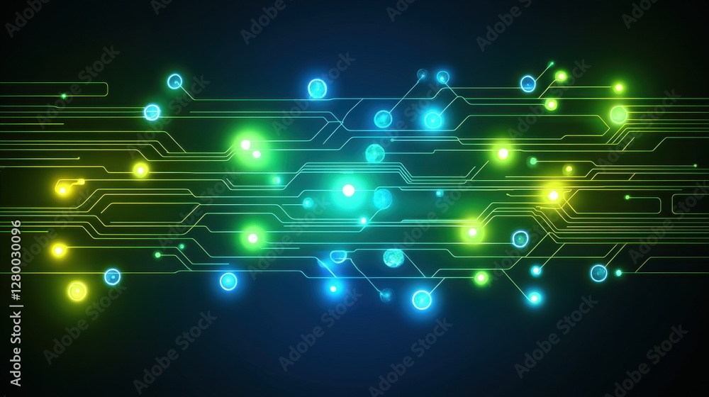 Poster abstract technology background with colorful circuit lines