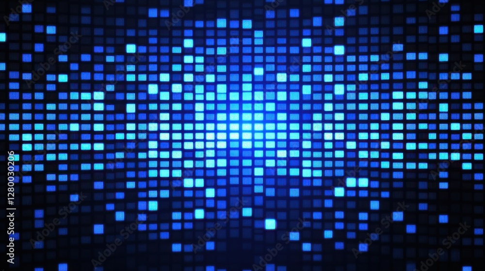 Poster abstract digital background with blue pixelated grid pattern