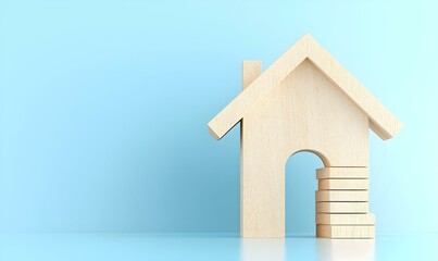 Wooden House Model, intricately designed miniature home showcasing stacked elements, highlighting craftsmanship and architectural detail.