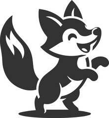 A fox with a wagging tail appearing excited vector