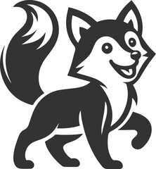 A fox with a wagging tail appearing excited vector