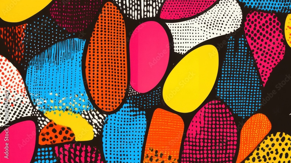 Poster colorful abstract pattern with various shapes and textures