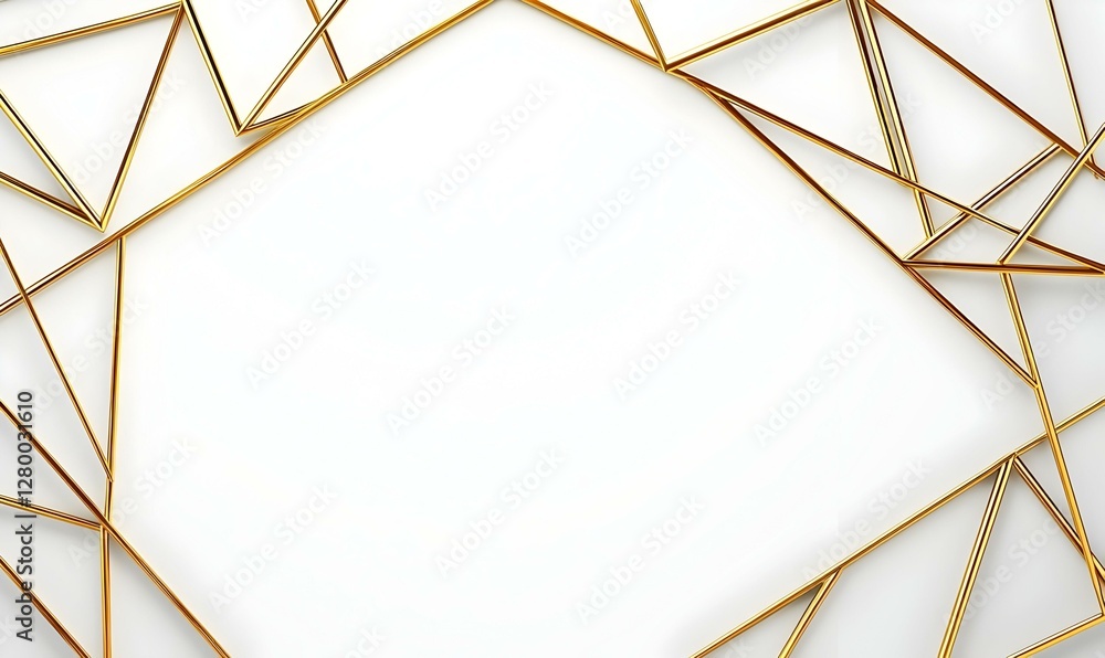 Poster elegant gold geometric pattern on a pristine white backdrop, creating a sophisticated and modern aes