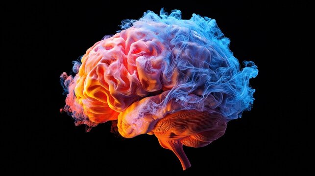 Creativity concept with a brain exploding in colors. Mind blown concept. Generative AI.