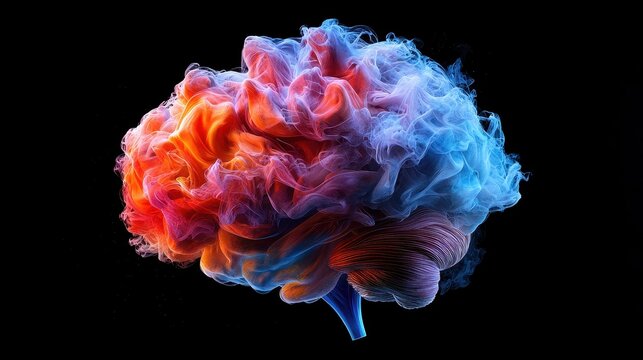Creativity concept with a brain exploding in colors. Mind blown concept. Generative AI.