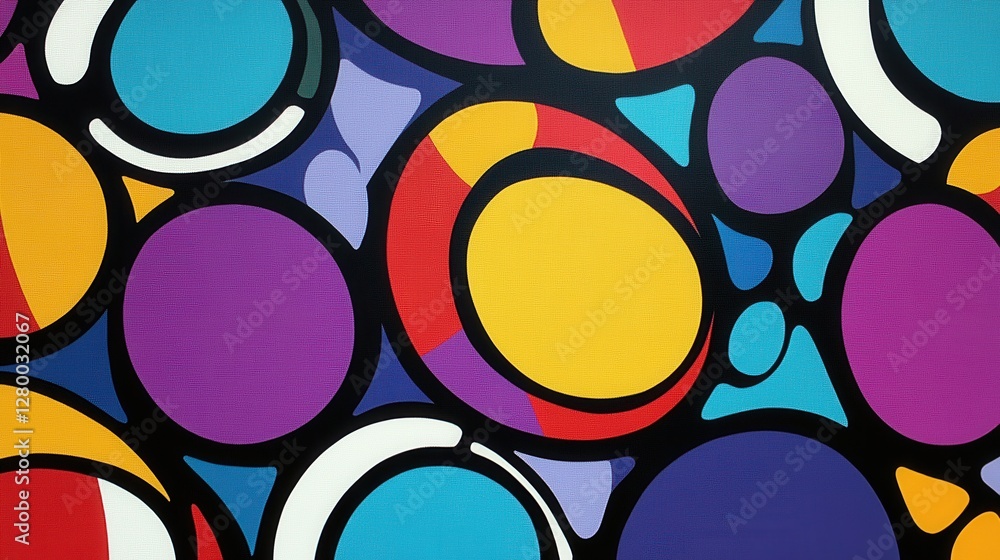Poster colorful abstract circles design with bold shapes and patterns