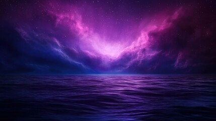 Mystical cosmic ocean under a starry night sky