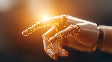 Exploring robotic innovation futuristic robotic hand technology in nature conceptual art close-up perspective