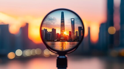 Sunset reflections of shanghai's skyline through a lens urban landscape photography dynamic city environment