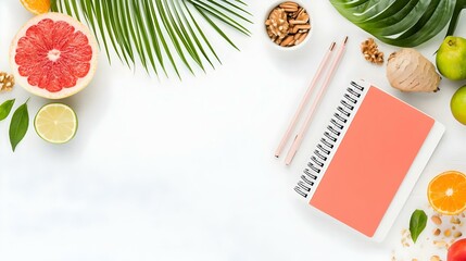 Chic Diet Planner, A modern planner showcasing meal prep ideas, vibrant colors, organized sections, promoting healthy eating habits.