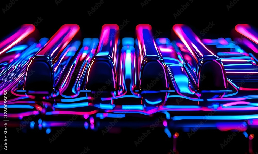 Poster vibrant digital design, a colorful abstract composition showcasing dynamic shapes and patterns, evok