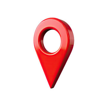 Red map location pin pointer symbol isolated on transparent background, PNG