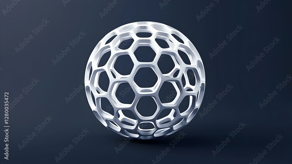 Poster geometric sphere design, a captivating 3d sphere adorned with intricate geometric patterns against a