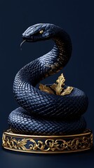 Obraz premium Elegant black snake sculpture