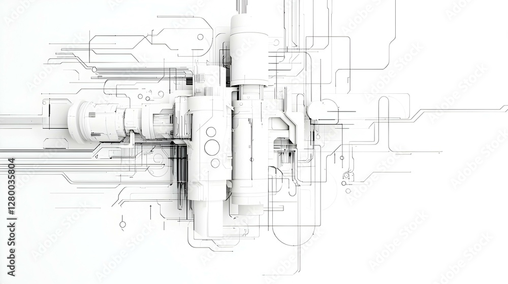 Poster futuristic digital circuitry, an intricate web of glowing lines and nodes, representing advanced tec
