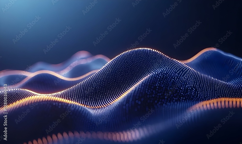 Poster glowing network connections, dynamic abstract design showcasing interconnected lines and luminous no
