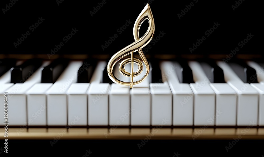Poster melodic harmony, an intricate abstract design intertwining musical notes with vibrant colors, creati