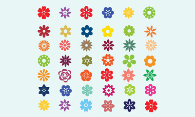 flower icons vector illustration on background.Garden plants illustration sign collection. Beautiful symbol. plant logo.Graphic Flower and Leaves Icons.Flat cartoon illustration.